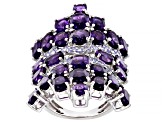 Pre-Owned Purple Amethyst Rhodium Over Sterling Silver Ring 12.01ctw