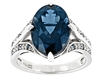 Picture of Pre-Owned Blue Topaz Rhodium Over Sterling Silver Ring 6.46ctw