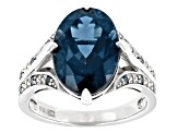 Pre-Owned Blue Topaz Rhodium Over Sterling Silver Ring 6.46ctw