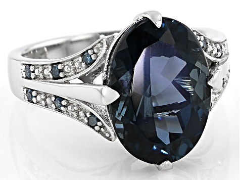 Pre-Owned Blue Topaz Rhodium Over Sterling Silver Ring 6.46ctw