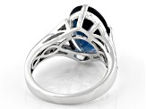 Pre-Owned Blue Topaz Rhodium Over Sterling Silver Ring 6.46ctw