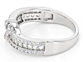 Pre-Owned White Zircon Rhodium Over Sterling Silver Ring 0.86ctw