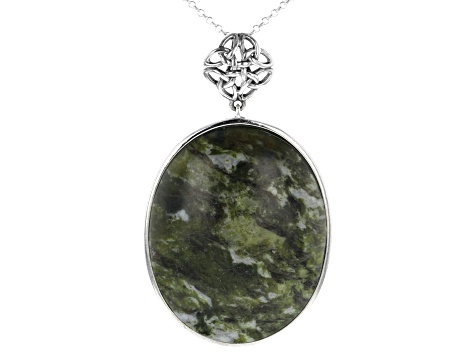 Pre-Owned Connemara Marble Silver Celtic Pendant