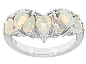 Pre-Owned Multicolor Ethiopian Opal Rhodium Over Sterling Silver Ring 1.06ctw