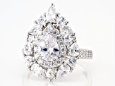 Pre-Owned White Cubic Zirconia Rhodium Over Sterling Silver Ring 6.79ctw