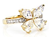 Pre-Owned strontium titanate and white zircon 18k yellow gold over sterling silver ring 3.1