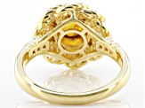Pre-Owned Orange Amber 18k Yellow Gold Over Sterling Silver Ring 0.06ctw