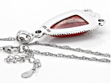 Pre-Owned Pink Triangular Rhodochrosite Rhodium Over Sterling Silver Pendant With Chain