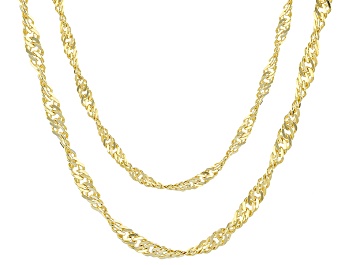 Picture of Pre-Owned 18k Yellow Gold Over Bronze Singapore Link Chain Necklace Set Of 2 20/24 inch
