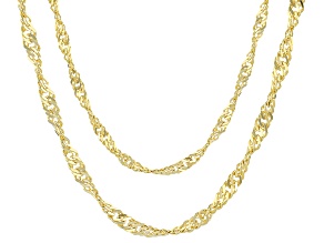 Pre-Owned 18k Yellow Gold Over Bronze Singapore Link Chain Necklace Set Of 2 20/24 inch