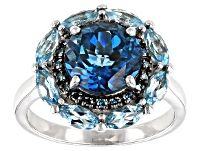 Pre-Owned London Blue Topaz Rhodium Over Sterling Silver Ring 3.89ctw