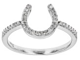 Pre-Owned White Diamond Rhodium Over Sterling Silver Horseshoe Ring 0.10ctw