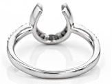Pre-Owned White Diamond Rhodium Over Sterling Silver Horseshoe Ring 0.10ctw