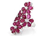 Pre-Owned Red Mahaleo(R) Ruby Rhodium Over Sterling Silver Ring 14.05ctw