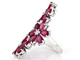 Pre-Owned Red Mahaleo(R) Ruby Rhodium Over Sterling Silver Ring 14.05ctw
