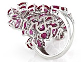 Pre-Owned Red Mahaleo(R) Ruby Rhodium Over Sterling Silver Ring 14.05ctw