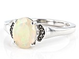 Pre-Owned White Ethiopian Opal Rhodium Over Sterling Silver Ring 0.78ctw