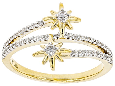 Pre-Owned White Diamond 10k Yellow Gold Star Bypass Ring 0.25ctw