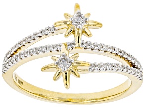 Pre-Owned White Diamond 10k Yellow Gold Star Bypass Ring 0.25ctw