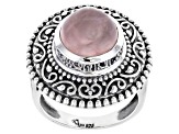 Pre-Owned Pink 10mm Round Rose Quartz Sterling Silver Ring