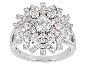 Pre-Owned White Cubic Zirconia Rhodium Over Sterling Silver Snowflake Ring 2.99ctw