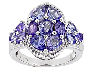 Picture of Pre-Owned Blue Tanzanite Rhodium Over Sterling Silver Ring 2.97ctw