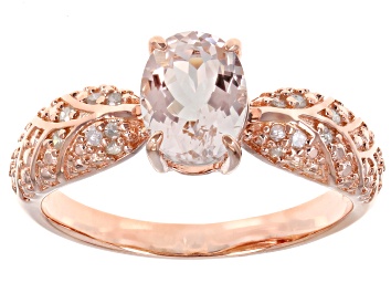 Picture of Pre-Owned Peach Morganite 18k Rose Gold Over Sterling Silver Ring 1.03ctw