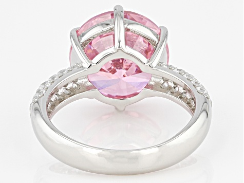 Pre-Owned Pink and White Cubic Zirconia Platinum Over Sterling Silver Ring 12.43ctw