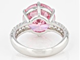 Pre-Owned Pink and White Cubic Zirconia Platinum Over Sterling Silver Ring 12.43ctw