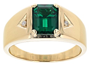 Pre-Owned Green Lab Created Emerald 18k Yellow Gold Over Sterling Silver Ring 1.94ctw