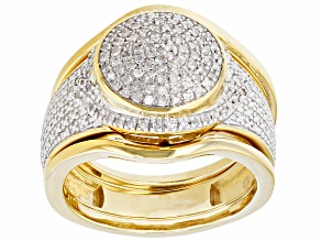 Pre-Owned White Diamond 14k Yellow Gold Over Sterling Silver Set of 3 Rings 0.25ctw