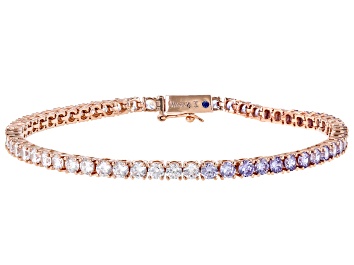 Picture of Pre-Owned Purple And White Cubic Zirconia 18k Rose Gold Over Sterling Silver Bracelet 10.34ctw