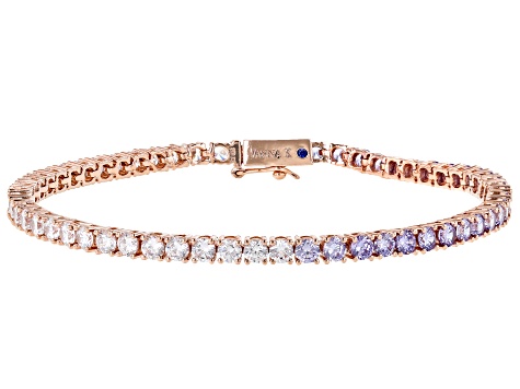 Pre-Owned Purple And White Cubic Zirconia 18k Rose Gold Over Sterling Silver Bracelet 10.34ctw