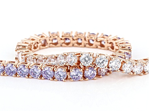 Pre-Owned Purple And White Cubic Zirconia 18k Rose Gold Over Sterling Silver Bracelet 10.34ctw