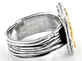 Pre-Owned Sterling Silver With 14k Yellow Gold Over Accent Ring