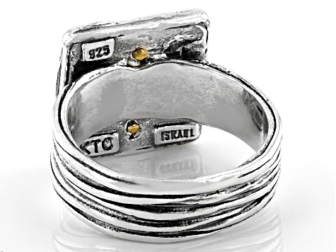 Pre-Owned Sterling Silver With 14k Yellow Gold Over Accent Ring