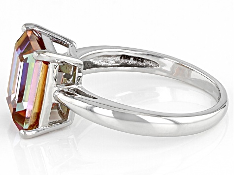 Pre-Owned Multicolor Northern Lights(TM) Quartz Rhodium Over Sterling Silver Solitaire Ring 2.66ct