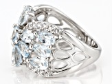 Pre-Owned Blue Aquamarine Rhodium Over Sterling Silver Ring 3.03ctw