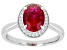Pre-Owned Lab Created Ruby and White Cubic Zirconia Rhodium Over Sterling Silver Ring 2.33ctw