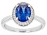 Pre-Owned Blue And White Cubic Zirconia Rhodium Over Sterling Silver Ring 3.30ctw