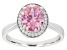 Pre-Owned Pink And White Cubic Zirconia Rhodium Over Sterling Silver Ring 3.28ctw