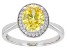 Pre-Owned Yellow And White Diamond Simulants Rhodium Over Sterling Silver Ring 3.27ctw