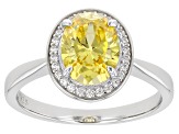Pre-Owned Yellow And White Diamond Simulants Rhodium Over Sterling Silver Ring 3.27ctw