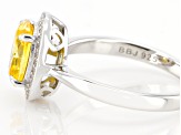 Pre-Owned Yellow And White Diamond Simulants Rhodium Over Sterling Silver Ring 3.27ctw