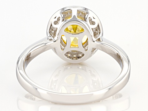 Pre-Owned Yellow And White Diamond Simulants Rhodium Over Sterling Silver Ring 3.27ctw