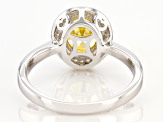 Pre-Owned Yellow And White Diamond Simulants Rhodium Over Sterling Silver Ring 3.27ctw