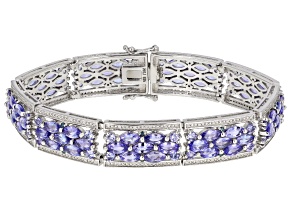Pre-Owned Blue Tanzanite Rhodium Over Sterling Silver Bracelet 16.85ctw