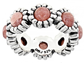 Pre-Owned Pink Rhodochrosite Sterling Silver Flower Band