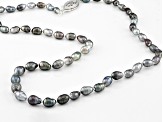 Pre-Owned 4-5mm Cultured Keshi Tahitian Pearl Rhodium Over Sterling Silver 18 Inch Strand Necklace