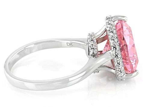 Pre-Owned Pink and White Cubic Zirconia Rhodium Over Sterling Silver Ring 11.52ctw